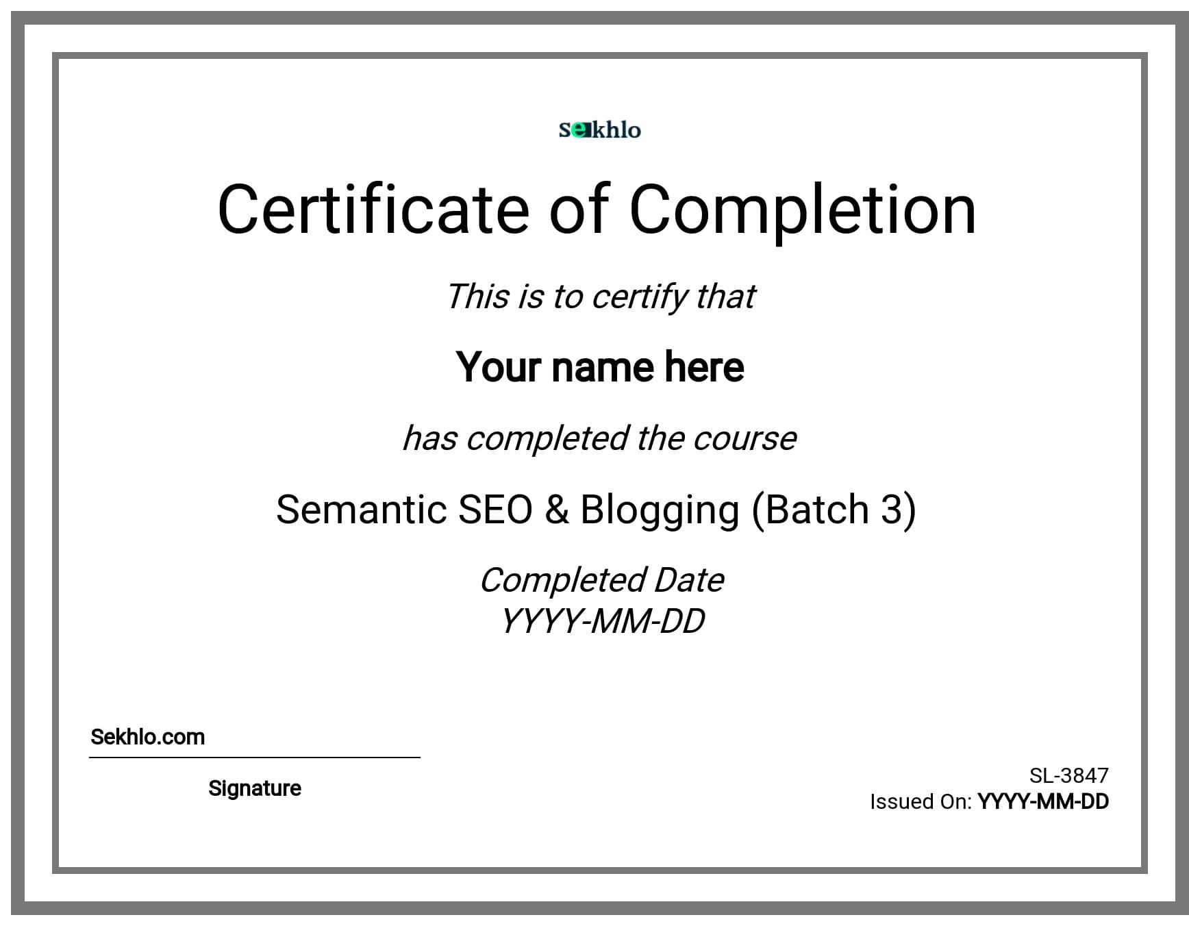 Course Certificate